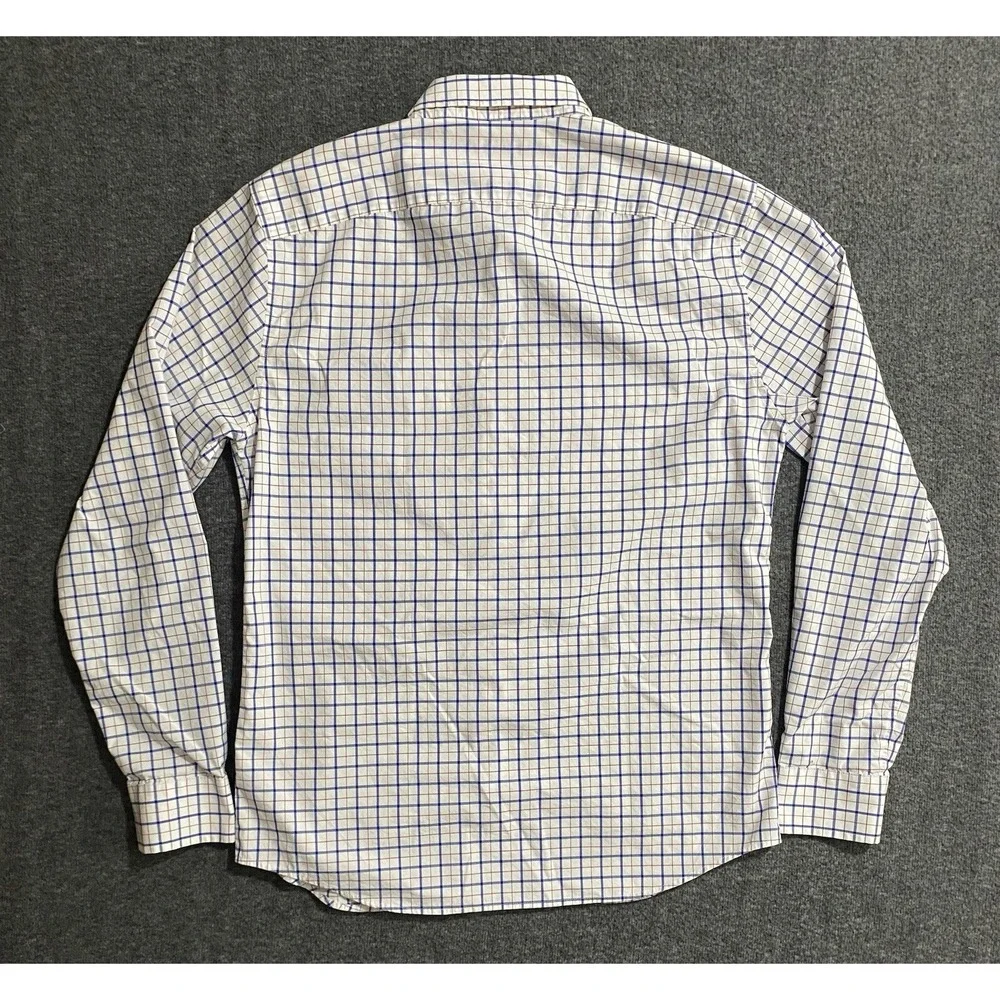 Banana Republic Mens M Slim Flex Fit Tech Stretch Cotton Check Shirt Long Sleeve